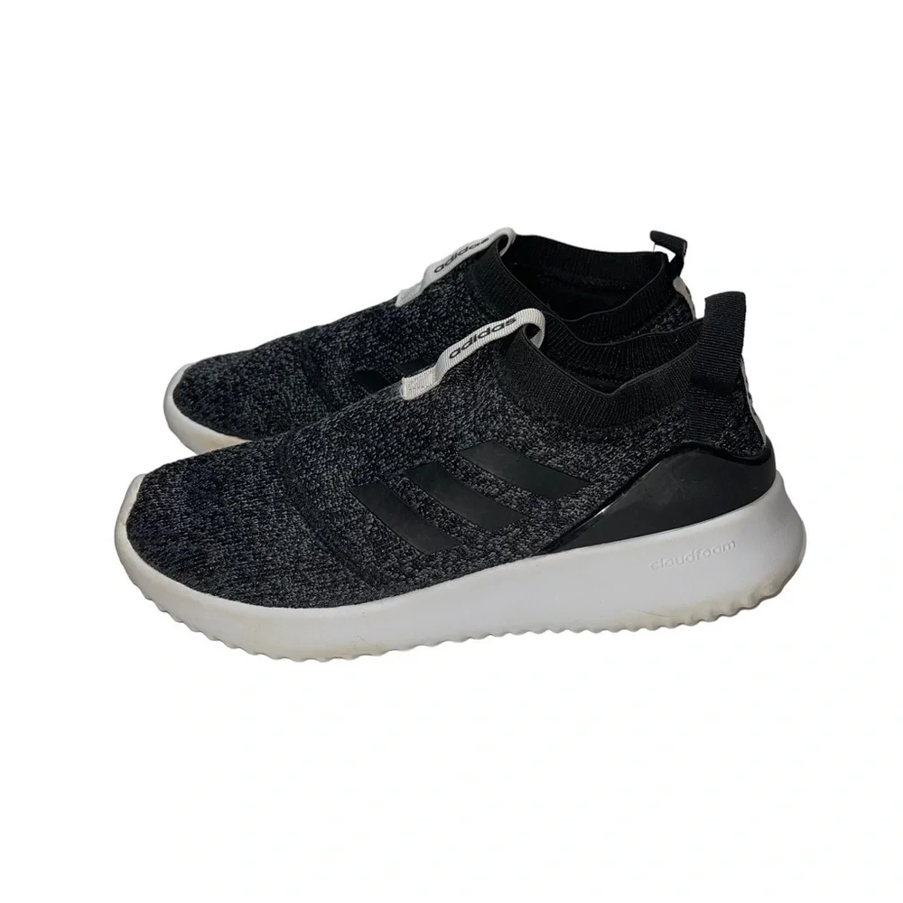 adidas Women's Slip-On Knit Sneakers in Black and White - Picture 4 of 8